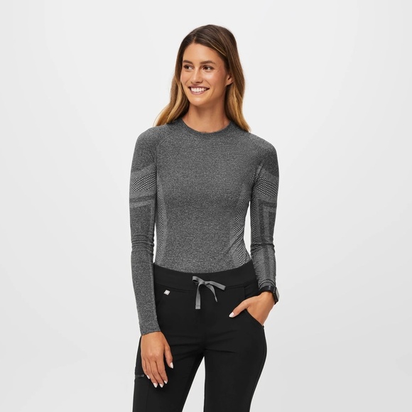 Figs Tops - FIGS Women L Underscrub Salta Seamless Perform Slate Gray Long Sleeve medical